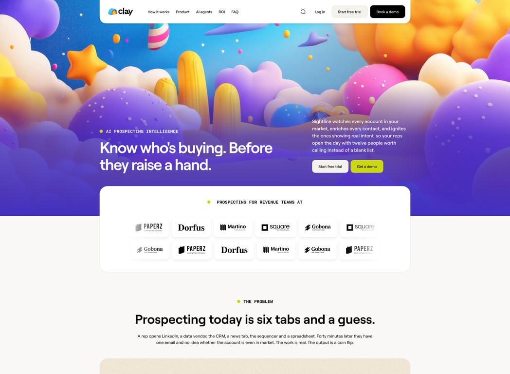 Clay AI prospecting landing page