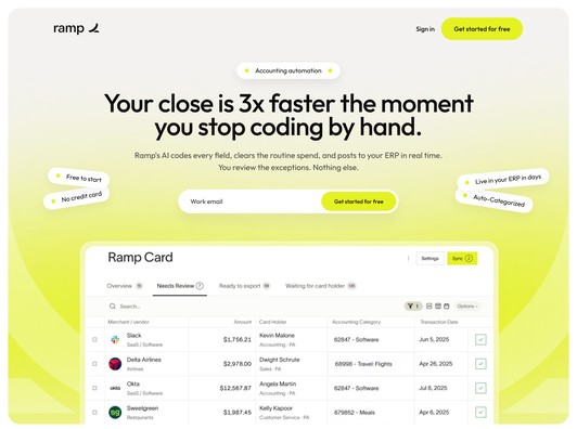 Ramp accounting automation page after the rebuild