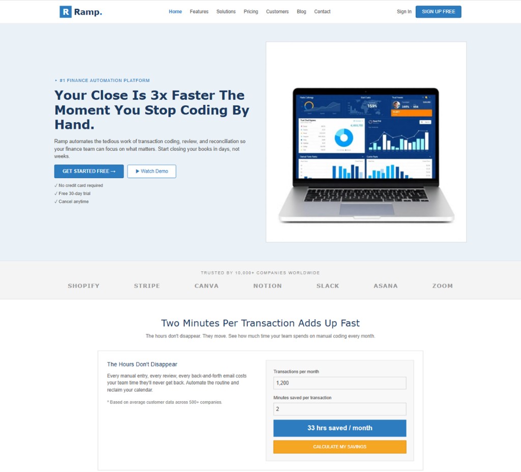 Ramp accounting automation page before the rebuild