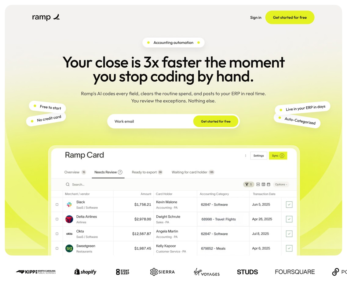 Ramp landing page design case study